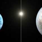 À gauche, la Terre. À droite, ce à quoi la planète pourrait ressembler (Photo AFP)